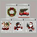 50/100 sacos de embrulho de presente de natal dos pces com floco de neve, papai noel, rena e azevinho impressão sacos de embalagem autoadesivos