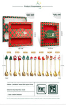 Conjunto de talheres com tema de natal, aço inoxidável, criativo, desenho animado, faca, garfo, colher, 2/4/6 peças, conjunto de presente de feriado, decoração de talheres