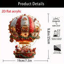 Balão enfeites de dia de natal 2d plano acrílico balão de ar quente ornamento de vidro para o dia de natal grande decoração integraieur