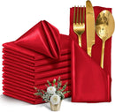 12 guardanapos de cetim vermelho 30x30cm, guardanapos laváveis suaves e sedosos para restaurante, casamentos, jantar, festa, decoração de natal